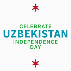 Celebrate uzbekistan independence text banner with red star icon against white background