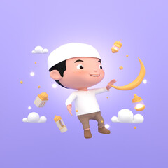 Eid al-Adha official holidays which are celebrated within Islam. 3d illustrator of Eid al-Adha