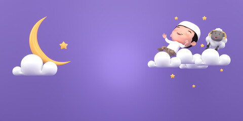 Eid al-Adha official holidays which are celebrated within Islam. 3d illustrator of Eid al-Adha