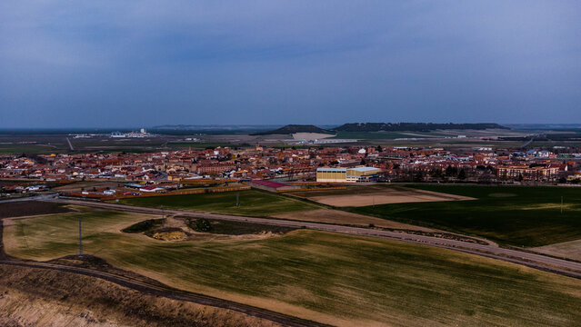 Pueblo de Olmedo a&eacute;reo desde Valladolid