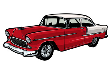 Naklejka na ściany i meble Old red vintage classic american car