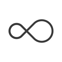 Fototapeta premium Ednless line icon. Black creative curvy math infinity sign isolated on white background.