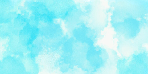 Light sky blue shades watercolor background. Aquarelle paint paper textured canvas for design with the sunlight passing, creating a miraculous abstract shape, vector illustrator.
