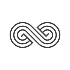 Ednless line icon. Black creative curvy math infinity sign isolated on white background.