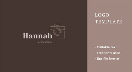 Minimalist retro photo video camera brand identification place for text line art logo vector