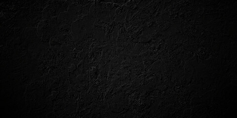 Dark Black stone grunge wall concrete texture backdrop background anthracite panorama. Panorama dark grey black slate background or texture.	