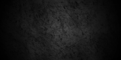 Dark black grunge textured concrete backdrop background. Panorama dark grey black slate background or texture. Vector black concrete texture. Stone wall background.	

