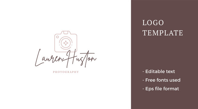 Fashionable photography courses premium emblem minimalist line art logo vector illustration