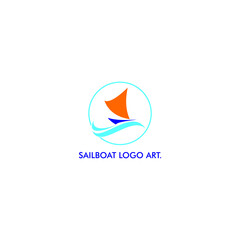 sailboat vector logo design with abstract style