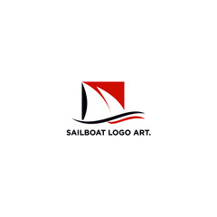 Fototapeta premium sailboat vector logo design with abstract style