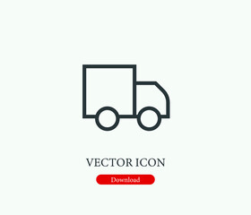Truck vector icon. Editable stroke. Symbol in Line Art Style for Design, Presentation, Website or Mobile Apps Elements, Logo.  Truck symbol illustration. Pixel vector graphics - Vector
