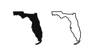 Florida outline state of USA. Map in black and white color options. Vector Illustration..