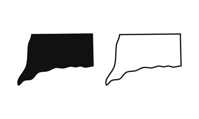 Connecticut outline state of USA. Map in black and white color options. Vector Illustration..