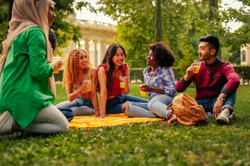 Young people gathering in park