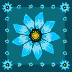 Blue ice flowers vector illustration for graphic design and decorative element