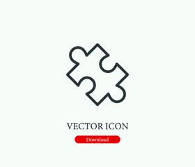 Puzzle vector icon. Editable stroke. Symbol in Line Art Style for Design, Presentation, Website or Mobile Apps Elements, Logo.  Puzzle symbol illustration. Pixel vector graphics - Vector