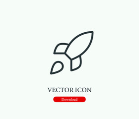 Rocket vector icon. Editable stroke. Symbol in Line Art Style for Design, Presentation, Website or Mobile Apps Elements, Logo.  Spaceship symbol illustration. Pixel vector graphics - Vector