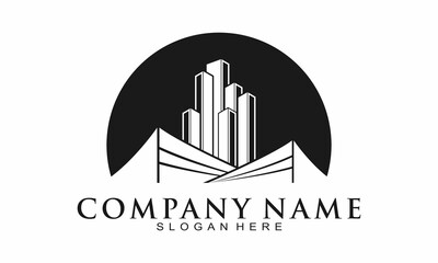 Obraz premium Office building simple icon logo