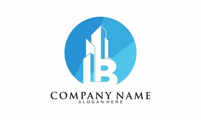 LB alphabet and building icon logo