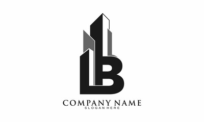 Letter LB with building vector logo