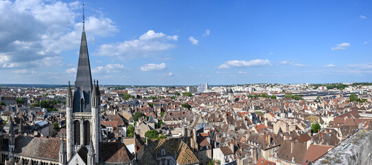 06 may 2022, Dijon - France: Buildings in the City of Dijon, old historic houses and churches, Panorama