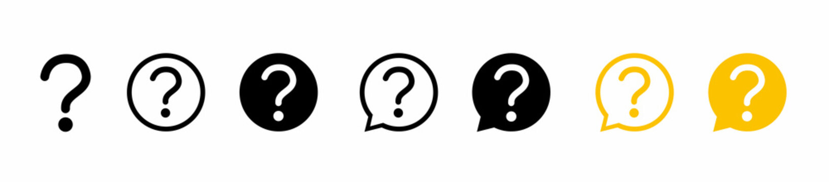 Question mark icon set. Message box with question mark icon. Button vector icon isolated on transparent background. Vector illustration