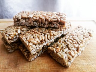 Kozinaki from sunflower seeds is on the table