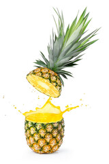 Pineapple juice splash isolated on white background.