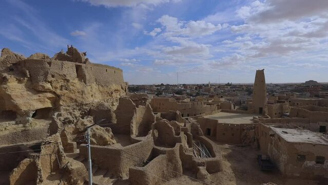 Panorama of the ancient city of Shali in the Siwa Oasis, Egypt