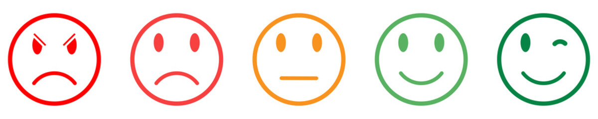 Set of emoticons. Smilies are positive, neutral and negative. Vector illustration eps10