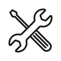 spanner and screwdriver icon. Support service Line concept. - obrazy, fototapety, plakaty