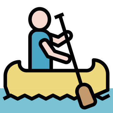 person paddling yellow canoe on water clip art preview