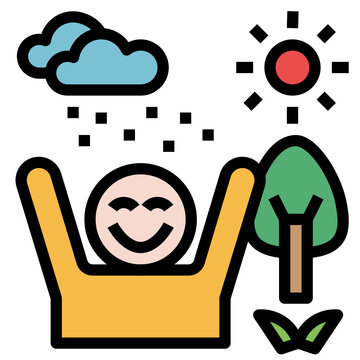 happy person arms raised sunny day clip art preview
