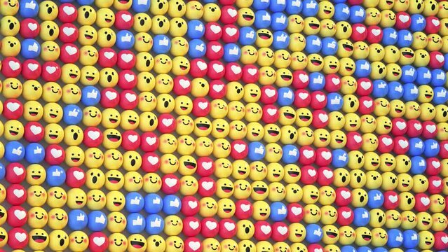 Social media unique design emojis and likes 3D animation
