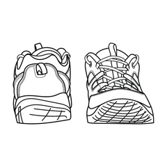 Hand drawn sneakers, gym shoes. Doodle vector illustration.