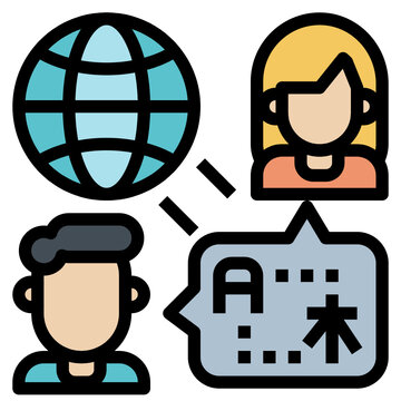 Global Fluency Outline Filled Color Icon