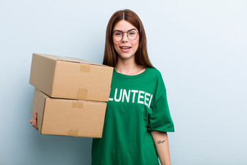 young adult pretty woman volunteer and donation concept