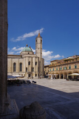 Fototapeta na wymiar Ascoli Piceno - Marche - The characteristic and suggestive Piazza del Popolo in Renaissance style