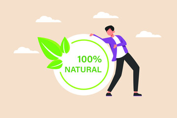 Fototapeta na wymiar 100% natural ingredient on white background. Suitable for product label. Label or sticker concept. Vector design illustration.