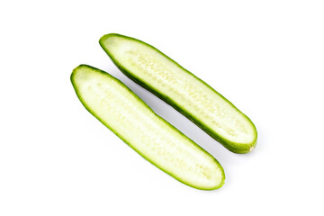 Delicious cucumber cut in half. Healthy and organic food