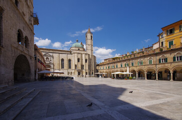 Fototapeta premium Ascoli Piceno - Marche - The characteristic and suggestive Piazza del Popolo in Renaissance style