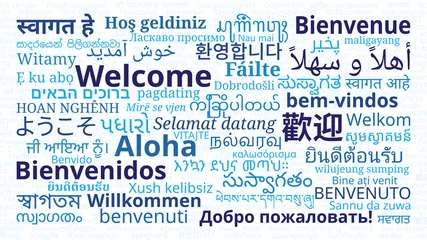 Fotobehang "Welcome" messages in different languages © Chamnann