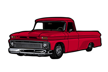 Red Classic american Pickup - vector illustration