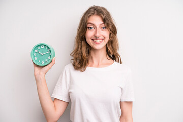 teenager girl. alarm clock concept