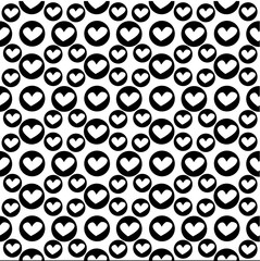 The white background with white hearts in black circles