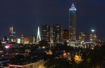 Fototapeta na wymiar Urban landscape and architecture of Rotterdam at night.