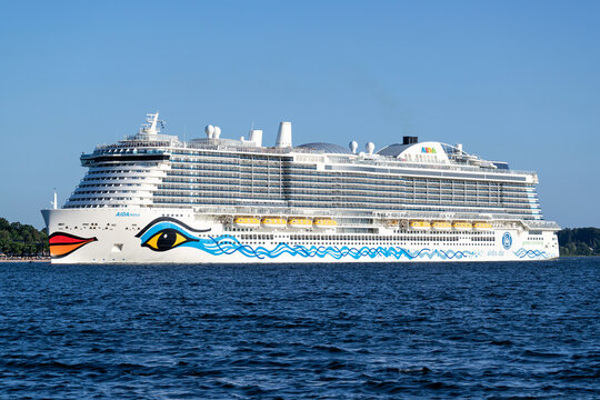 KIEL, GERMANY - JUNE 11, 2022: cruise ship AIDAnova in the Kiel Fjord