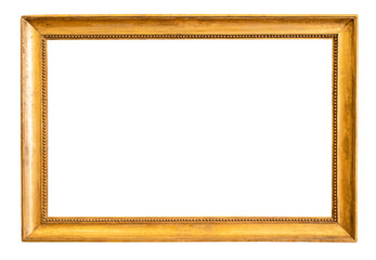 blank horizontal old golden picture frame cutout