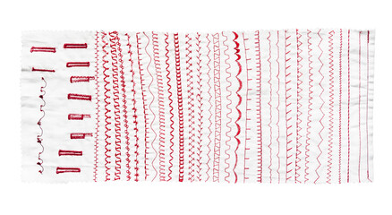 samples of stitches of sewing machine cut out