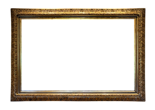 blank horizontal old bronze picture frame cutout